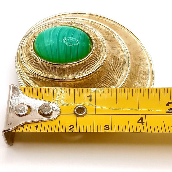 Vintage Sarah Coventry Brooch Pendant Malachite Gold Tone Green Striped Stone - Picture 11 of 12